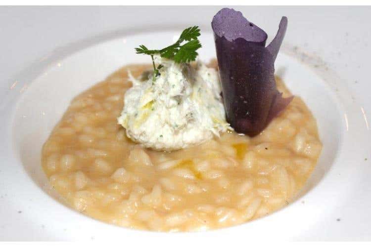 Risotto con crema di fagioli borlotti e baccalà mantecato - Da Vittorio